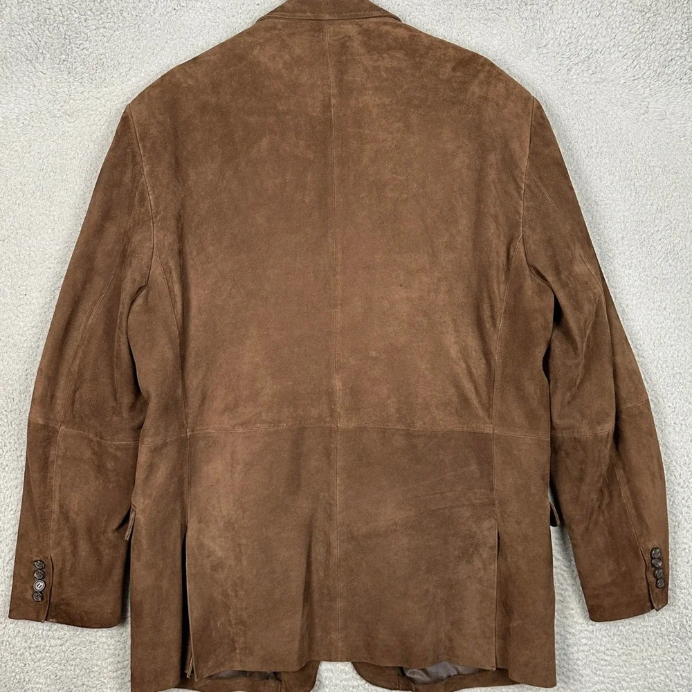Lauren Ralph Lauren Blazer Mens 48L Slim Brown Suede 100% Leather Sport Coat